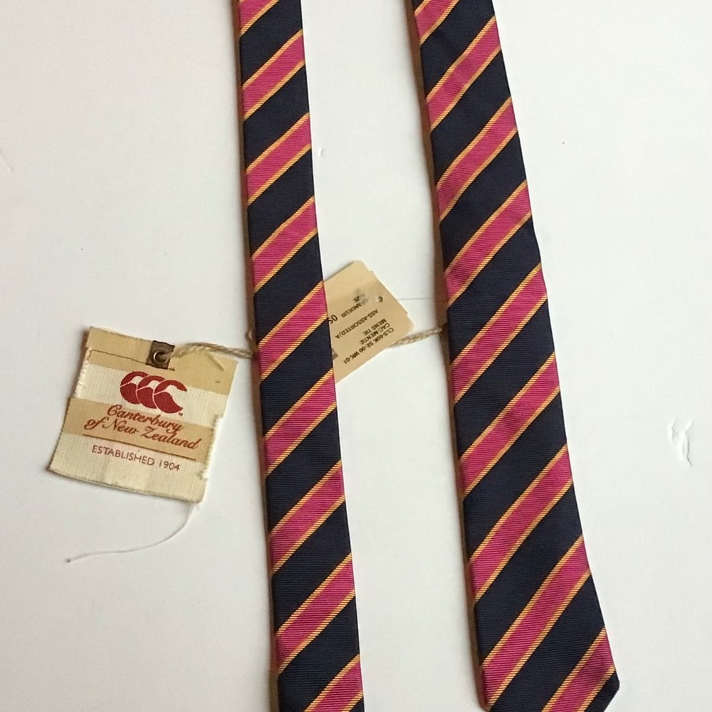 Canterbury of New Zealand black & red 2.5" silk tie Made in Italy 🇮🇹new